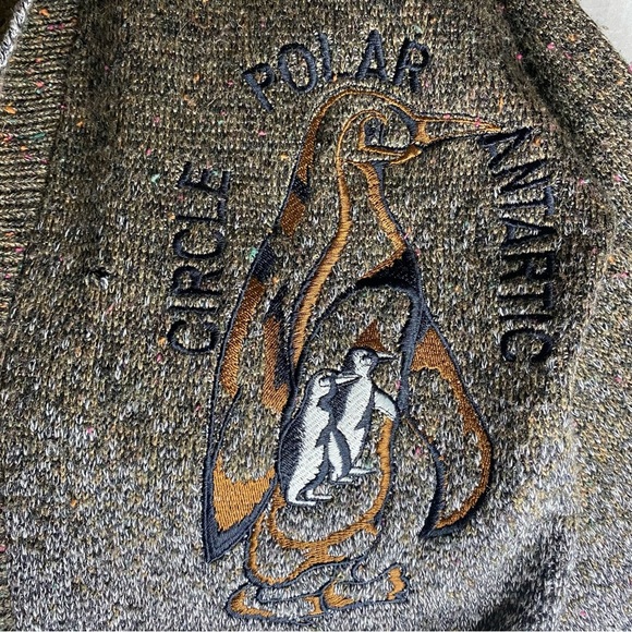Guy Laurent Mens Wool Blend Penguin Embroidered XL Sweater Canadian Cottagecore - Picture 4 of 8